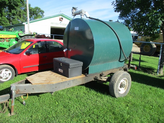 500 Gal fuel barrel mnt on trailer, 12 volt pump