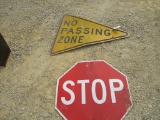 Stop sign & No passing zone sign