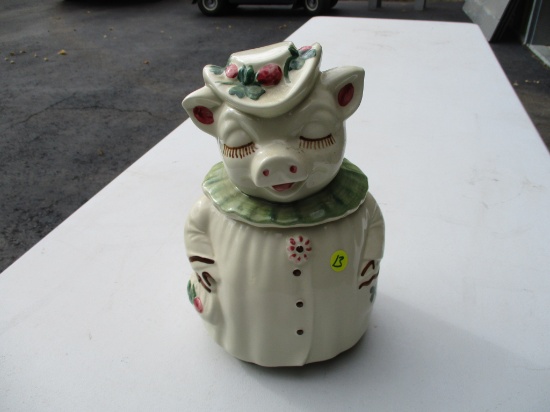 Smiley pig cookie jar