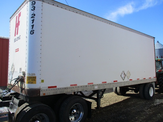 1986 Fruehauf 28 ft. semi van trailer w/ (2) 1500 gal poly tanks, inductor, transfer pump, nice unit