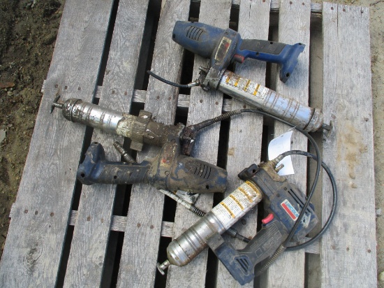 3 Lincoln battery operated grease guns, no batteries