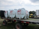 (3) 500 gal tanks mounted on 18' steel flat bed **RUNNING GEAR DOES NOT SELL