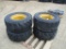 (4) 12-16.5 skid loader tires & rims, SELLS 4 X $
