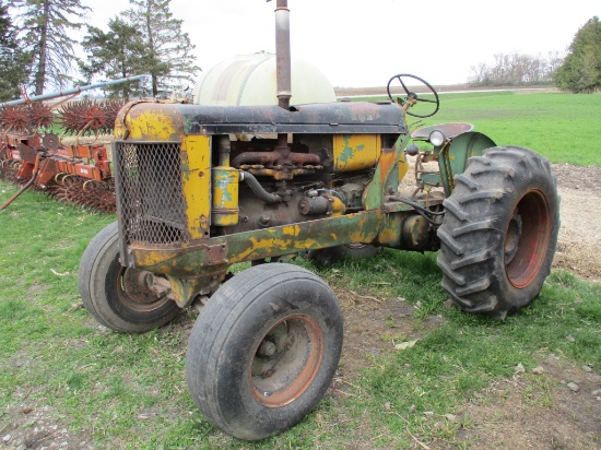 Oliver 88 gas tractor, WF, wheel weights, runs