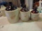 SET OF 3 BROWN TOP WING JUGS: 1 GALLON; 1/2 GALLON; 1 QRT - 1 GALLON HAS BASE CHIP