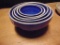 SET OF (5) RED WING BLUE BOWLS - BOTTOM MARKED - REED PATTERN