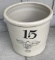 15 GALLON DOUBLE ELEPHANT EAR CROCK - UNDER HANDLE FLAKES