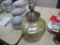 RED WING TAN & GREEN LAMP W/FACTORY ELECTRICAL HOLE, #164, SHADE #850