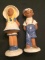 SCHOOL BOY AND SCHOOL GIRL FIGURINES - BOY HAS GLAZE CHIPS, GIRL HAS SMALL CHIP BTM