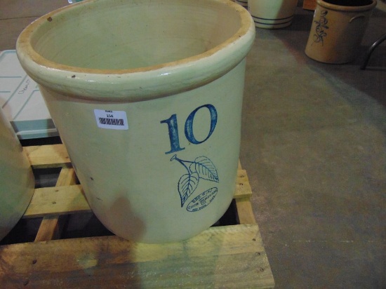 RED WING 10 GALLON CROCK, BLUE BIRCHLEAF - BASE CHIP