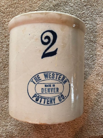 WESTERN STONEWARE 2 GALLON CROCK - RIM FLAKE