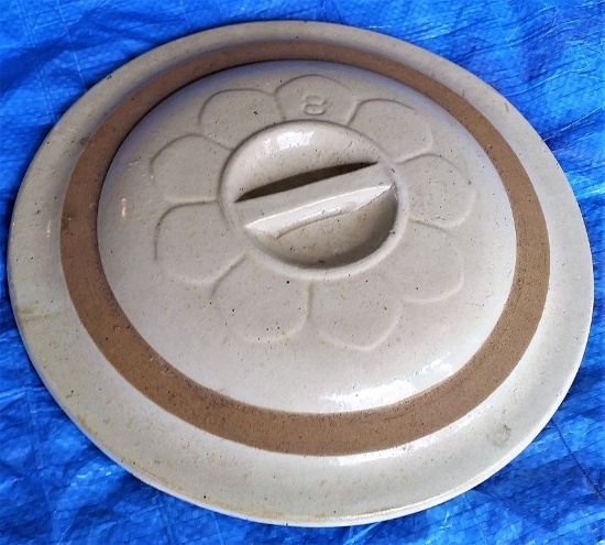 8 GALLON CROCK COVER, ZINC GLAZE W/BAR HANDLE