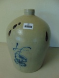 4 GALLON SALT GLAZE BEEHIVE JUG, COBALT BUTTERFLY, TURKEY DROPPINGS - EXCELLENT