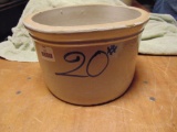 RED WING 20# BUTTER CROCK, HAND DRAWN 20# - BASE CHIP, BTM MKD