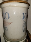 RED WING 10 GALLON CROCK, DOUBLE STAMPED WING ON ONE SIDE, BIRCH LEAVES ON OTHER SIDE