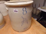 RED WING 8 GALLON BIRCHLEAF CROCK, UNION OVAL - EXCELLENT