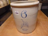 RED WING 6 GALLON BIRCHLEAF CROCK, UNION OVAL - EXCELLENT