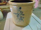3 GALLON SALT GLAZE CROCK, S/A DECORATION - EXCELLENT
