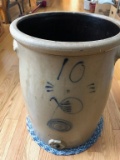 RED WING 10 GALLON SALT GLAZE WATER COOLER - FAINT STAMP, BACK AND SIDE CRACKS
