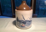 2 GALLON BROWN TOP JUG, WISC CHAPTER TRIBUTE TO 2015 RED WING CONVENTION, HAND THROWN AND DECORATED