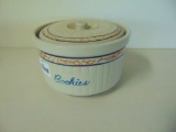 GREYLINE COOKIE JAR W/LID - CROWSFOOT BTM, LID CRACKS