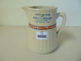 GREYLINE PITCHER W/MAREK'S GROCERY, TWO RIVERS, WI, PHONE 362