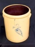 6 GALLON SALT GLAZE LEAF CROCK