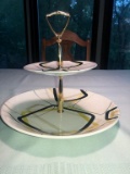 SMART SET 2-TIER TIDBIT TRAY - 2 PARTIAL CRACKS ON BASE