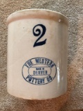 WESTERN STONEWARE 2 GALLON CROCK - RIM FLAKE