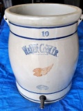 10 GALLON WATER COOLER, RED WING UNION STONEWARE, ZINC GLAZE - EXCELLENT