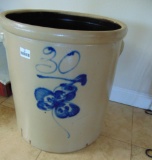 RED WING 30 GALLON SALT GLAZE CROCK, COBALT BUTTERFLY, BACK STAMP RED WING STONEWARE CO - BACK TOP