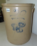 RED WING 20 GALLON SALT GLAZE CROCK, COBALT BUTTERFLY, FRONT STAMP RED WING STONEWARE CO -