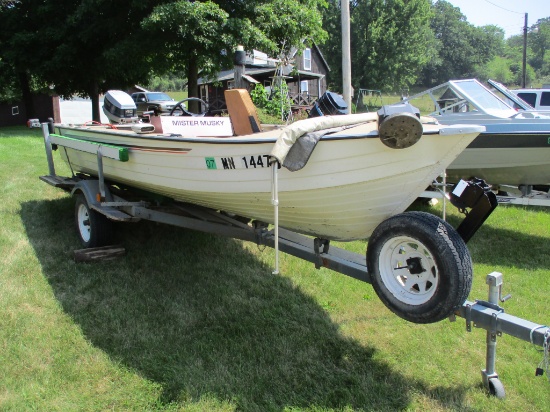 1978 Mirro 15' boat w/Evinrude 40 hp motor, trailer, will run hasn't been used for a few years