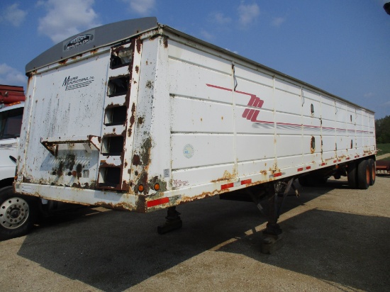 2000 Mauer 42' hopper bottom trailer, ag hopper, 66" sides, spring ride, roll tarp