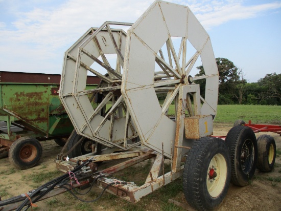 Hyd hose cart, holds 5000' of 6" hose