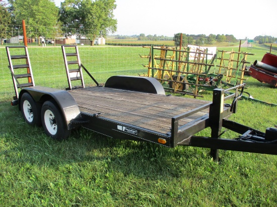 1998 Mac Lander 14' tandem flat bed trailer, dove tail, ramps