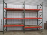 2 Sections of pallet racking, (3) 12' tall end brackets, 42