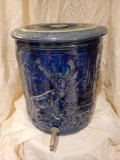 FIVE GALLON STAG COBALT WATER COOLER WITH SPIGOT AND LID, LID HAS TWO INSID