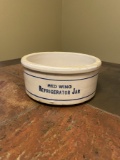 LARGE REFRIDERATOR JAR WITH ADVERTISING, SMALL BASE CHIP