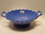 RUM RILL  BLUE STIPPLE CONSOLE BOWL WITH HANDLES #271, EXCELLENT CONDITION