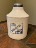ONE GALLON MASON FRUIT JAR WITH BLUE STAMP, SMALL FACTORY POP ON BACK