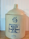 FIVE GALLON JUG WITH PROSPERITY BLEACH, CROWS FOOT, BASE CHIP