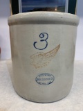 RED WING THREE GALLON WING CROCK, EXCELLENT CONDITION