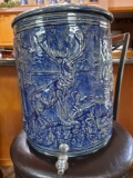 COBALT BLUE STAG WATER COOLER WITH LID AND SPIGOT, LID HAS UNDERSIDE RIM CH