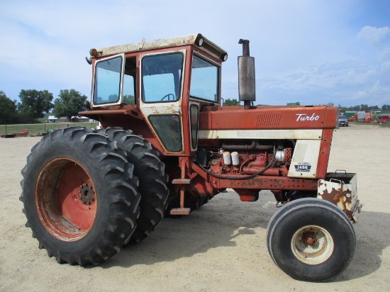 Int 1466 cab, 3pt. dual hyd, dual PTO, 18.4-38 duals, rock box runs & drives, SN#2650121U019808