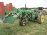 John Deere 60, NF w/loader, not running has been stored inside for several years, from local estate