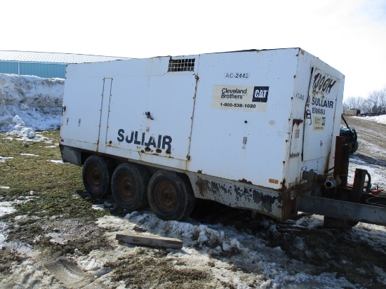 Sullair Mod 1300H portable air compressor, 1300 CFM, Cat C15 Eng. 475 HP, Tri axle