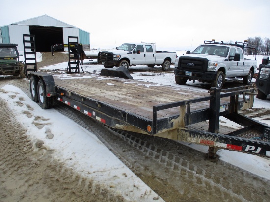 2018 PJ 24' tandem axle trailer, dove  tail, ramps, pintle hitch