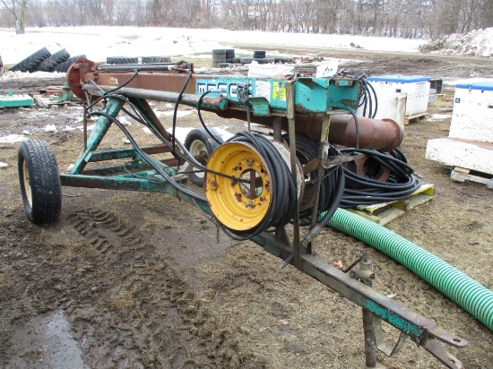 Homemade 48 gal per minute pit pal pump, 1" hose, Mnt on tip in frame