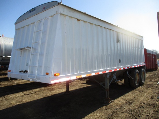 2002 Jet 28 Ft. hopper bottom trailer, 66" sides, roll tarp, spring ride